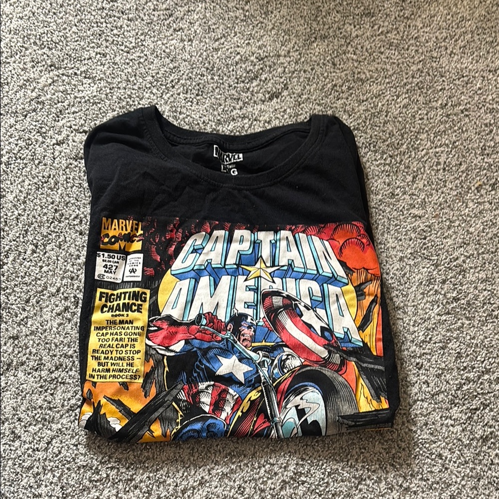 Marvel Black and Red Captain America Tee